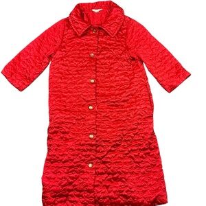 Vintage 1960s Penney’s Gaymode quilted red button front house coat size small